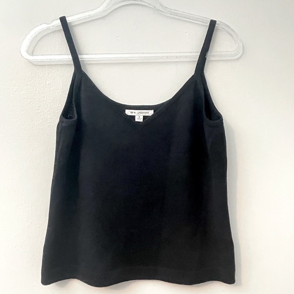 St. John V Neck Wool Blend Sleeveless Top Small